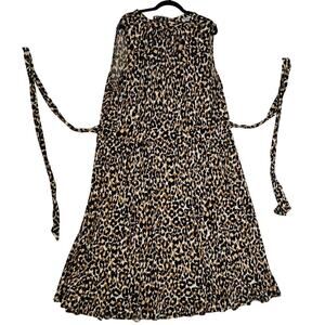 Leota 3X Leopard Animal Print Maxi dress w Tieup‎ bow accent. Artzy. Stylish.